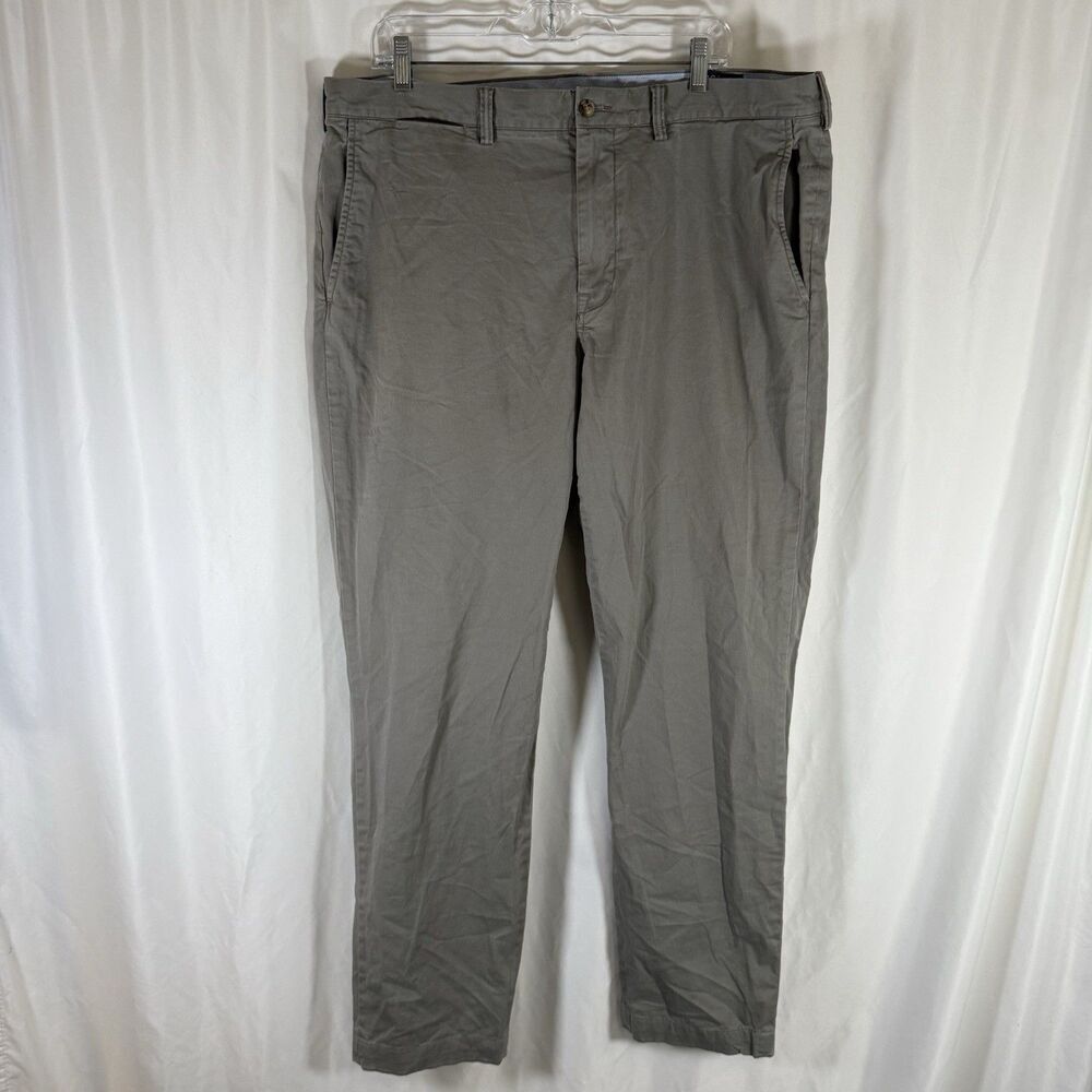 Polo Ralph Lauren Chino Pants Men's 38x34 Grey Flat Front Stretch Straight Fit